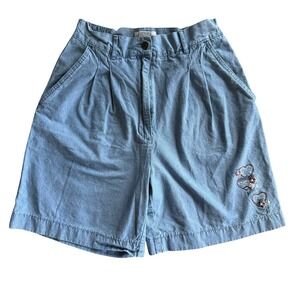 VTG Christopher & Banks Denim Embroidered Heart Shorts 4/6 Mom High Rise Cottage